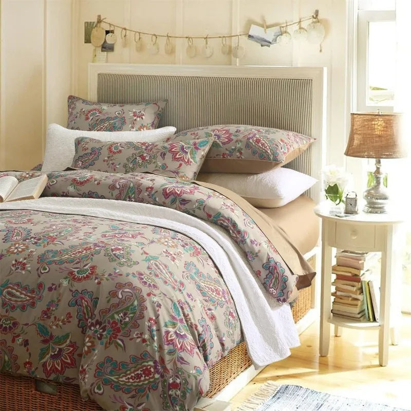 100% Cotton Garden Floral Bedding Set, Reversible, 14 Colors, 4 Sizes