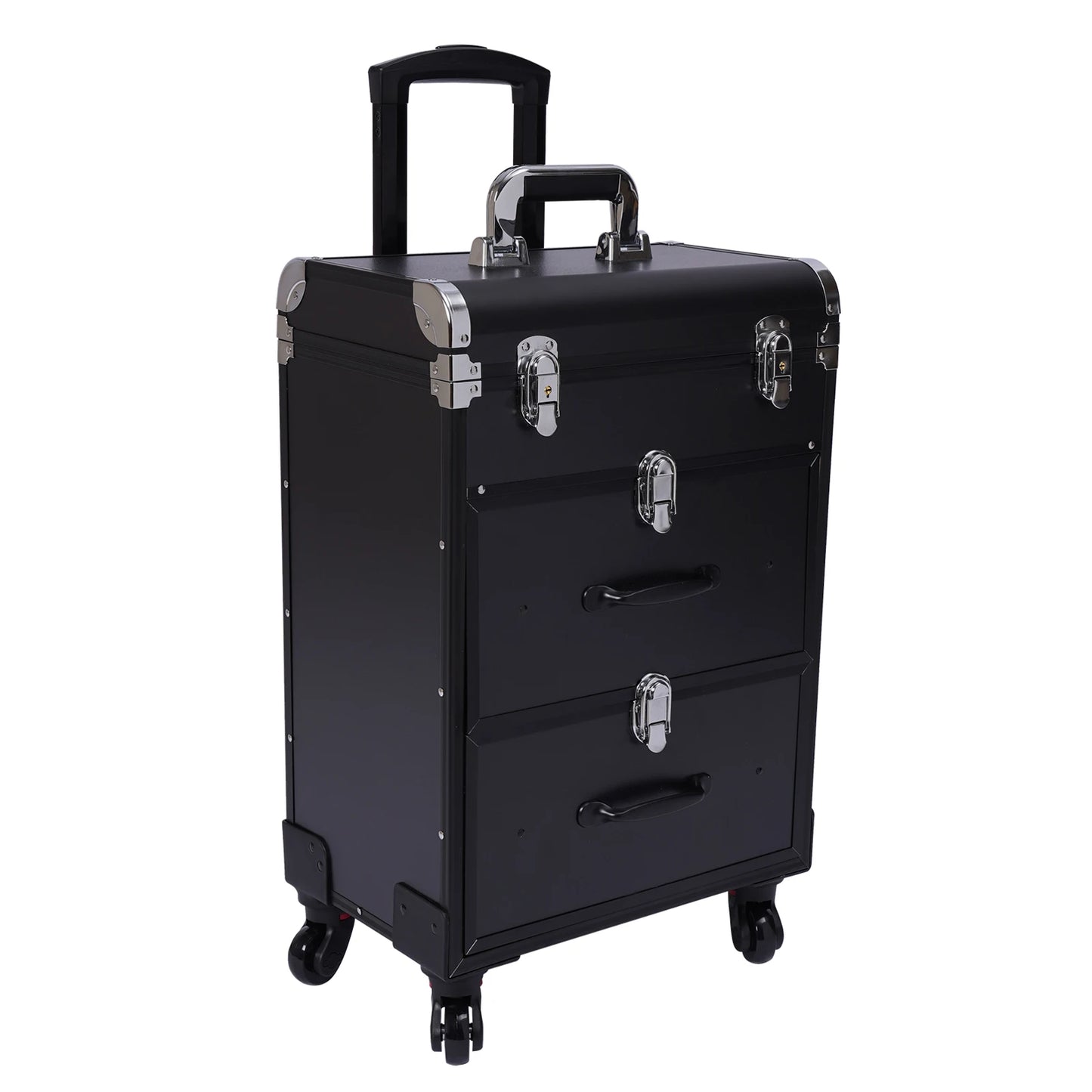 3 Tier Rolling Makeup Case Storage, with Locks, Professional Cosmetic Trolley, 2 Colors