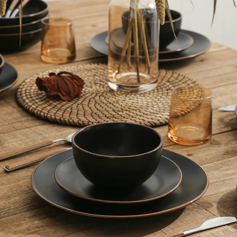 16-Piece Stoneware Dinnerware Set, 5 Colors