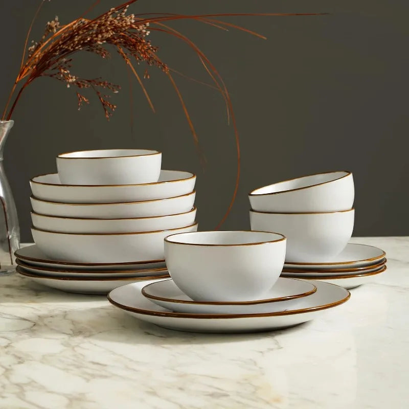 16-Piece Stoneware Dinnerware Set, 5 Colors