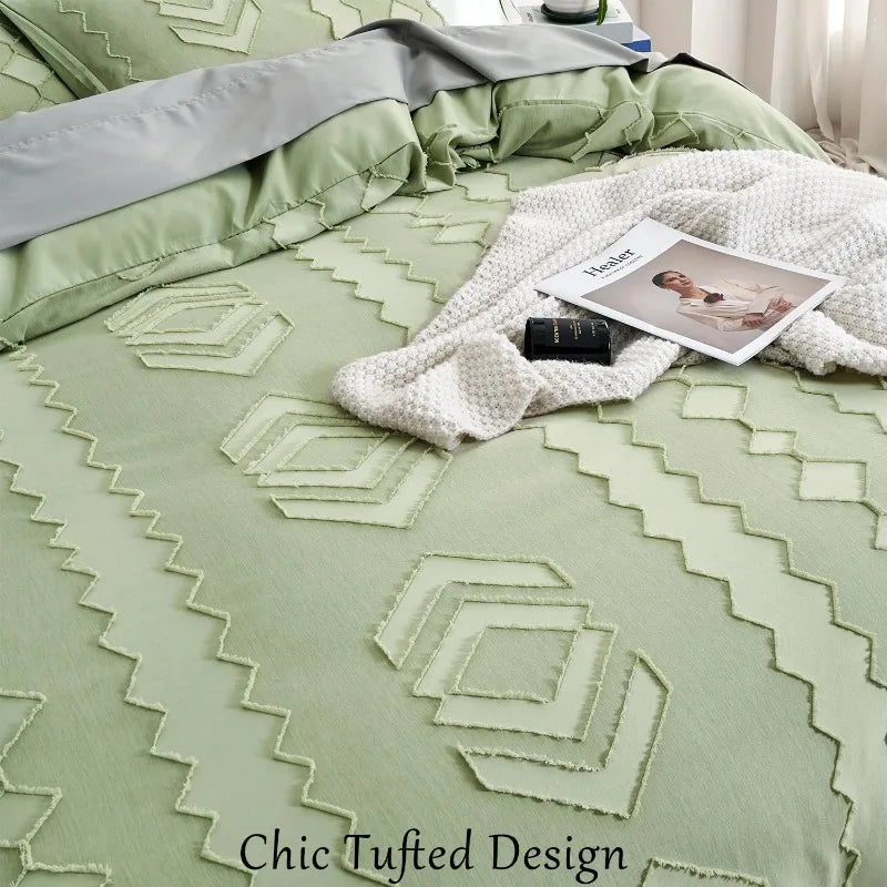 Jacquard-Pattern Duvet Cover Set, 3 Pieces, 12 Colors, 2 Sizes