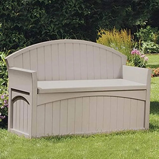 50 Gallon Outdoor Storage Bench, Decorative Resin, Waterproof