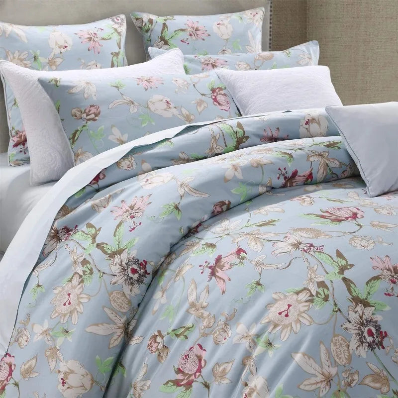 100% Cotton Garden Floral Bedding Set, Reversible, 14 Colors, 4 Sizes