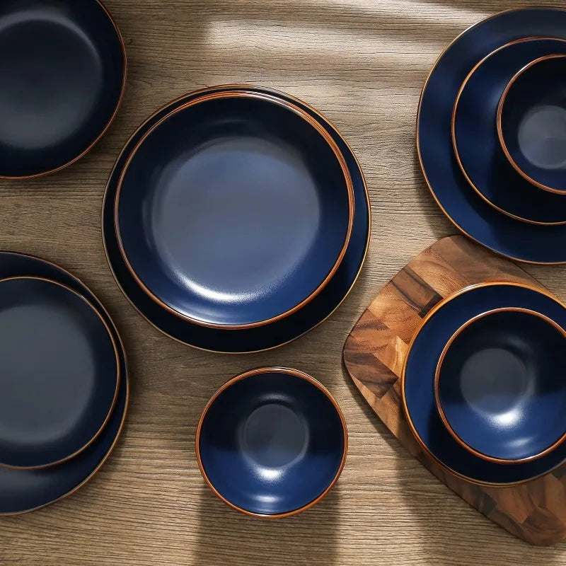 16-Piece Stoneware Dinnerware Set, 5 Colors