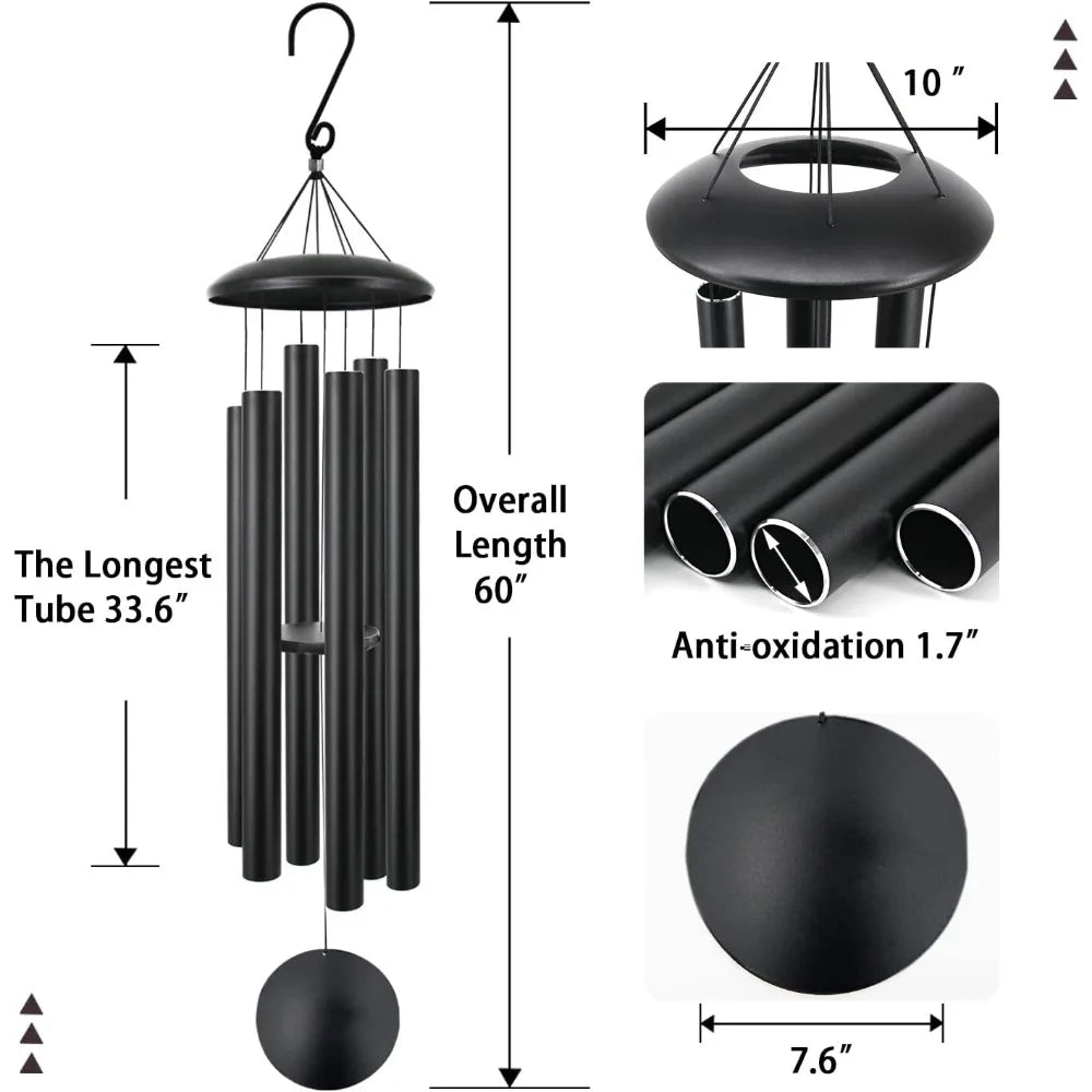 Outdoor Wind Chimes, Outdoor Decoration, Black