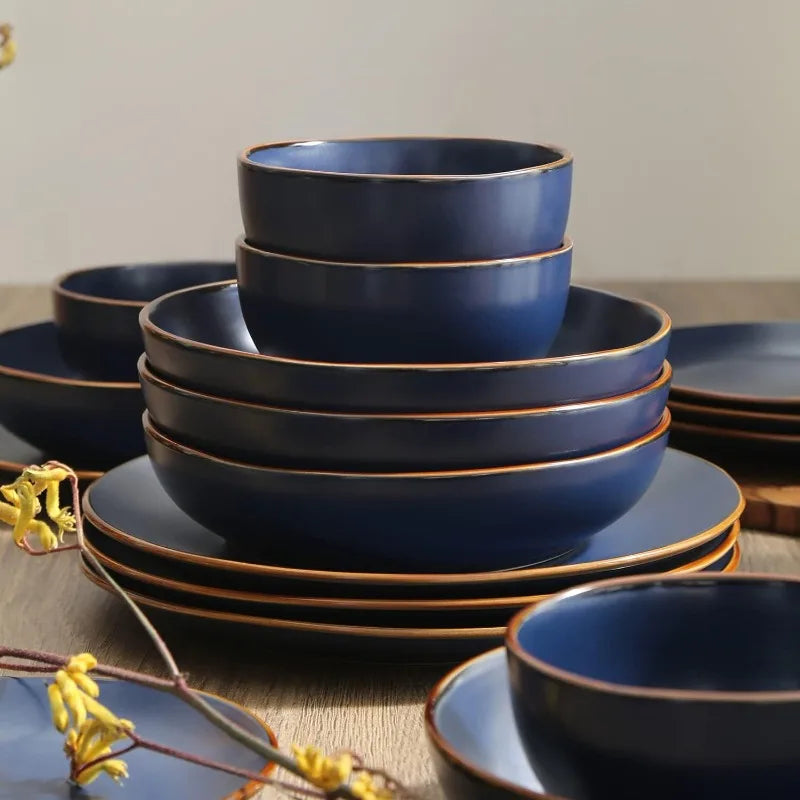 16-Piece Stoneware Dinnerware Set, 5 Colors