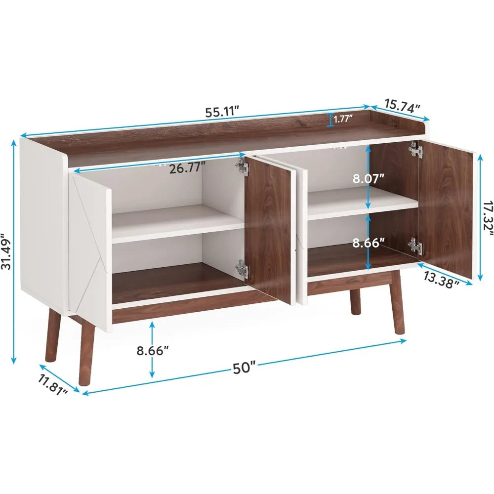 Multi-Use Storage Cabinet, 55", Wood with Doors, 3 Colors