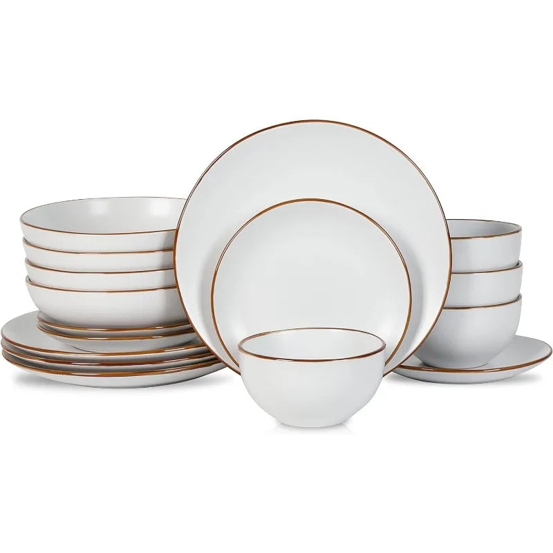 16-Piece Stoneware Dinnerware Set, 5 Colors