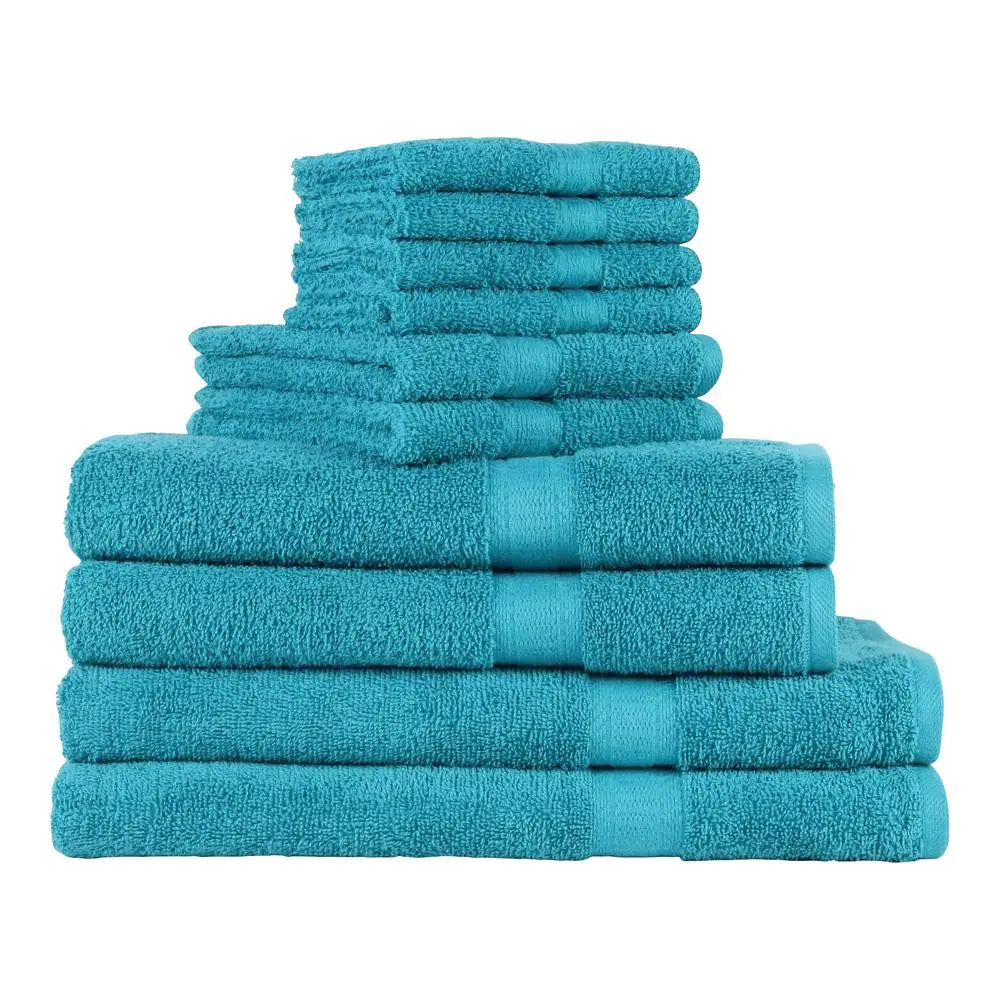 10-Piece Ultra Soft Bath Towel Set,100% Cotton, 2 Bath Sheets/2 Bath Towels/2 Hand Towels/4 Washcloths, Turquoise