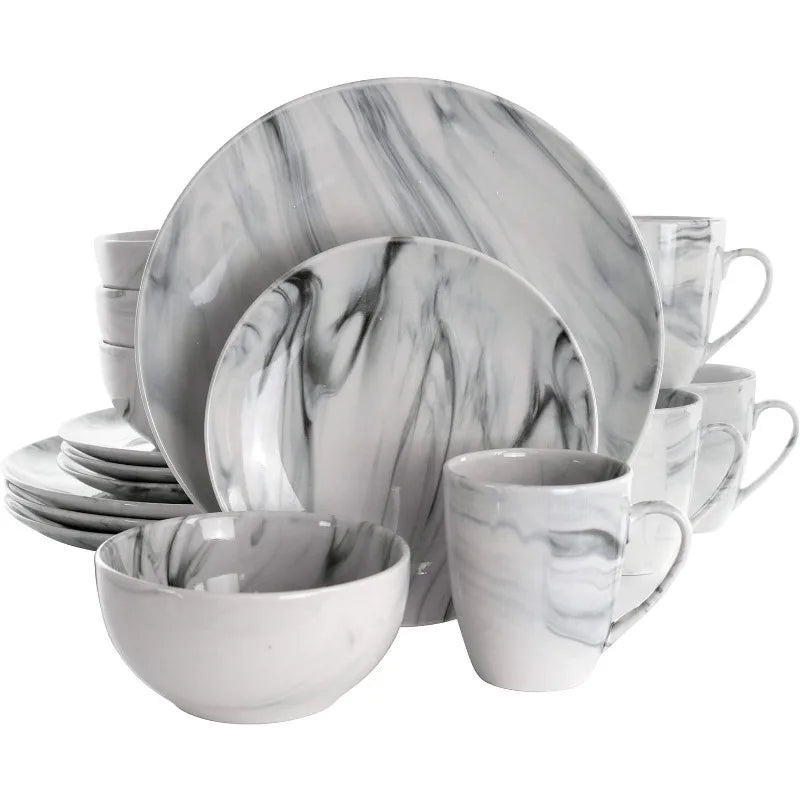 Marble Dinnerware Set, 16 Pieces, 3 Colors