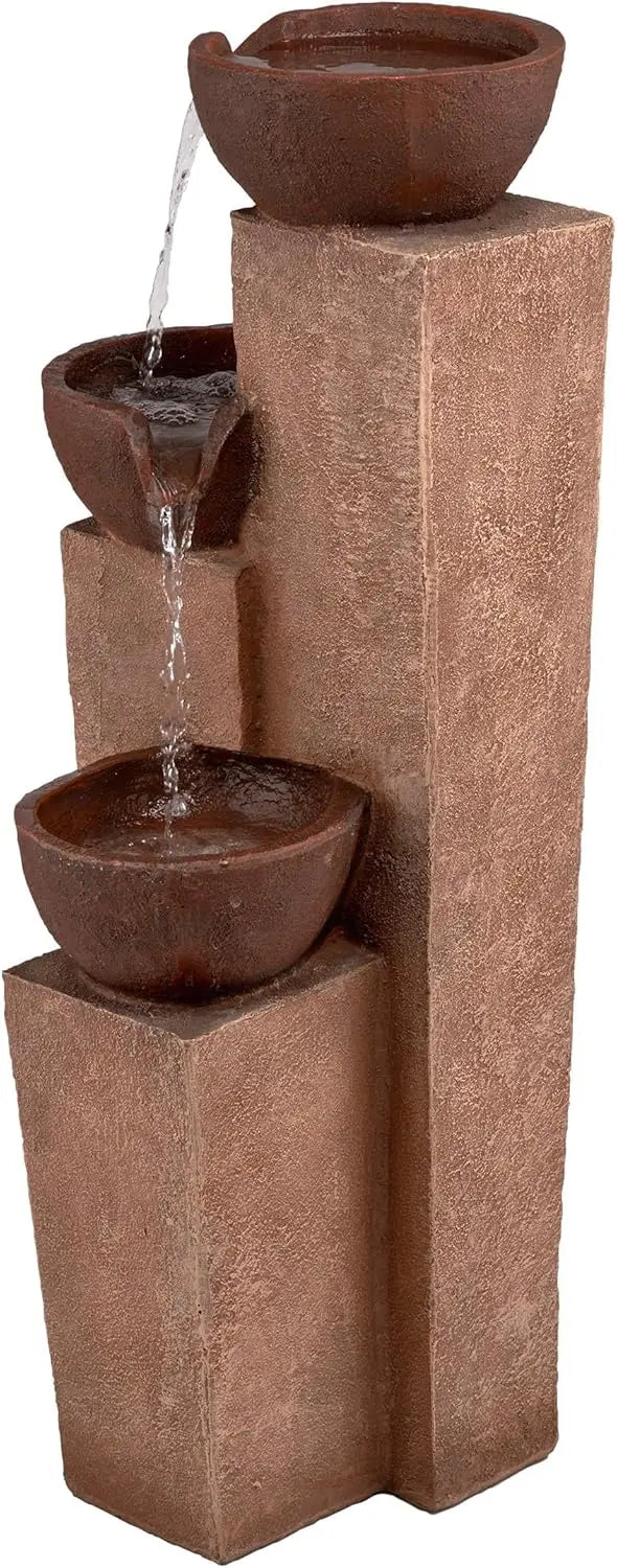 Rustic Pots Water Fountain, 35 Inch, Bronze