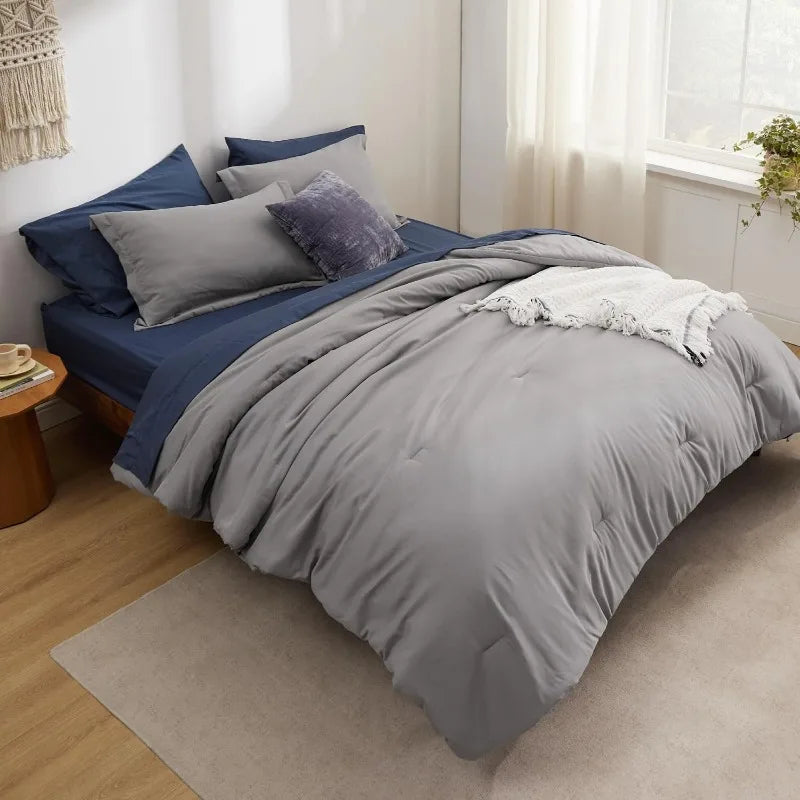 Soft Comforter Sets, 7 Pieces, 4 Sizes, 6 Colors