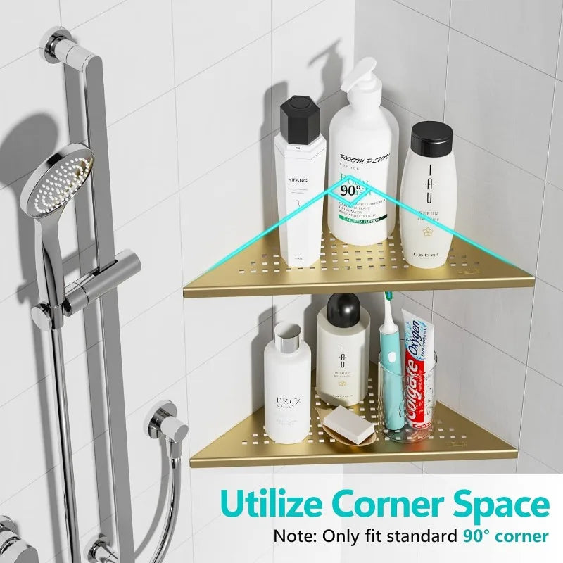 12 Inch Bathroom Shower Caddy Shelf, Stainless Steel, Wall Mount, 2 Pack, 2 Colors