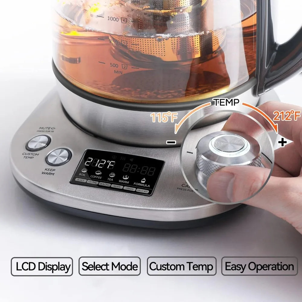 Electric Tea Kettle, Removable Infuser, 9 Pre-set Brewing Programs, Temperature Control