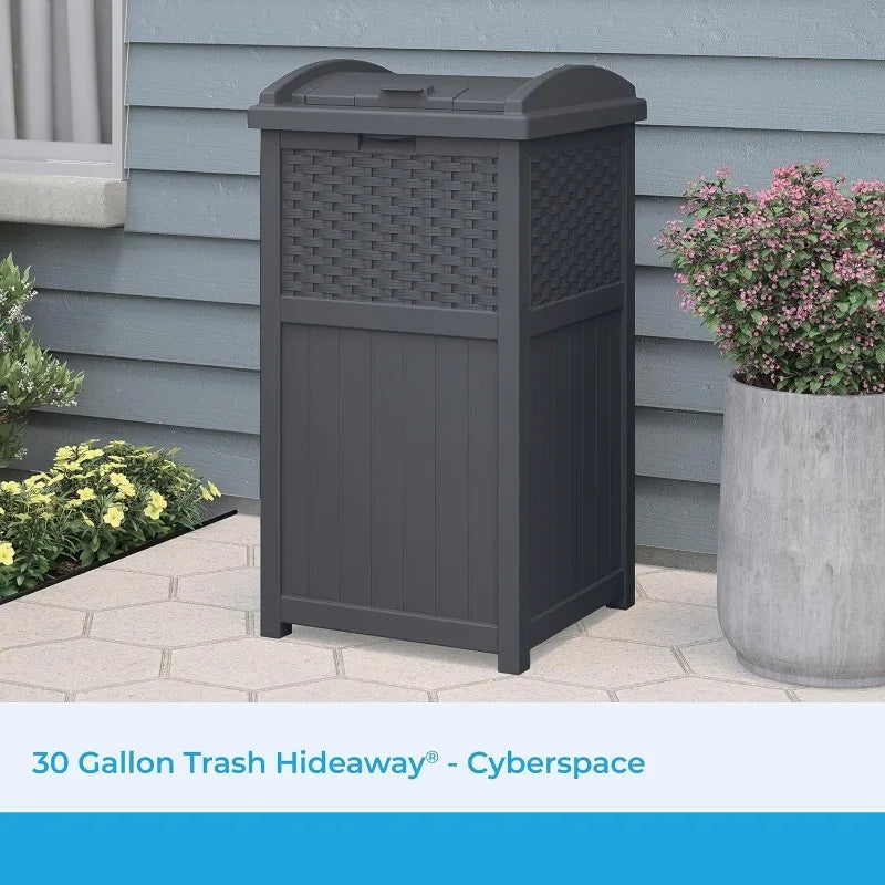 33 Gallon Outdoor Resin Patio Trash Can, 2 Colors