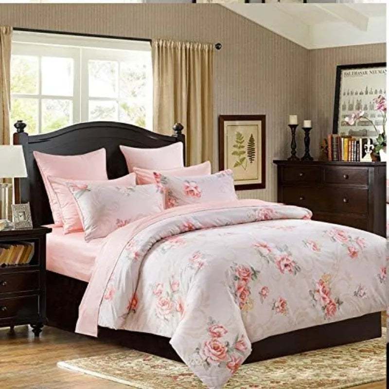 100% Cotton Garden Floral Duvet Cover Set, 3 Pieces, Reversible, 14 Colors, 4 Sizes