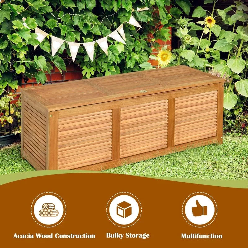 47 Gallon Outdoor Acacia Wood Storage Box