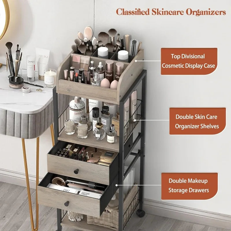 Floor Standing Make Up Organizer/Storage, with Drawers, 2 Colors