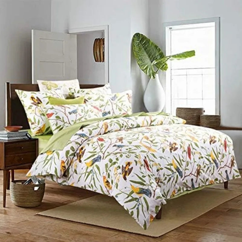 100% Cotton Garden Floral Duvet Cover Set, 3 Pieces, Reversible, 14 Colors, 4 Sizes