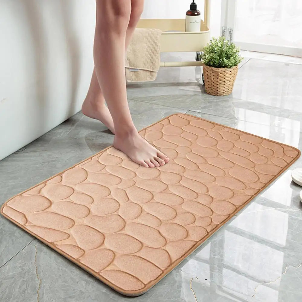 Memory Foam Bath Mat, Embossed Design, Non-slip & Absorbent