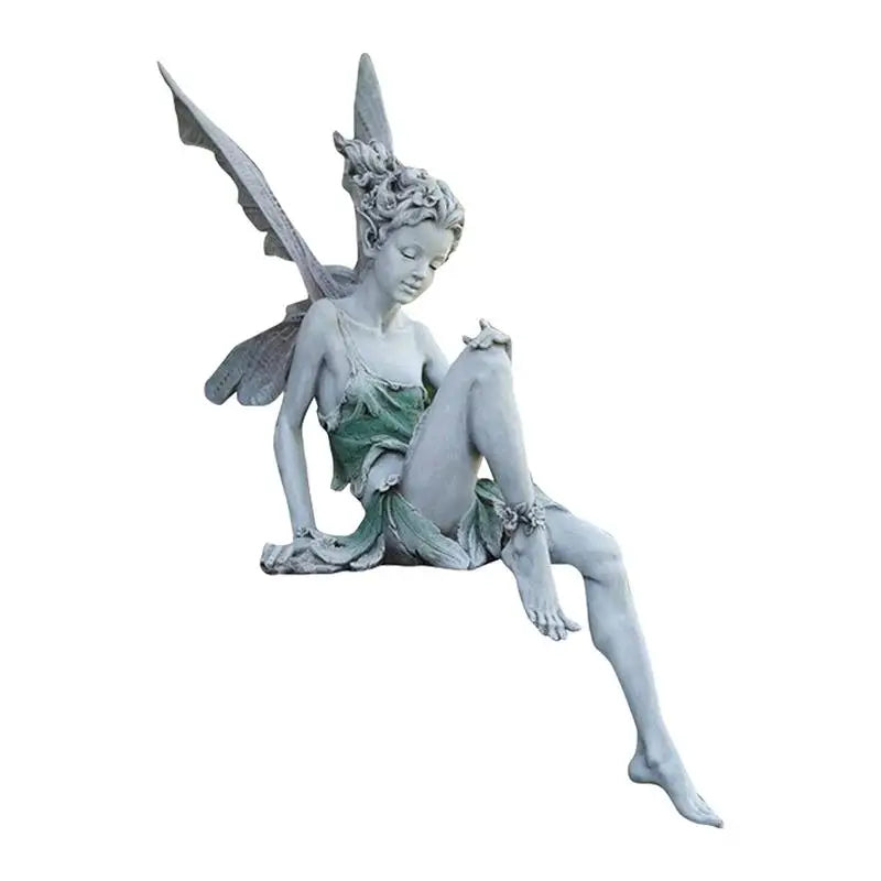 Sitting Angel/Fairy Outdoor Figurine, Decorative Resin