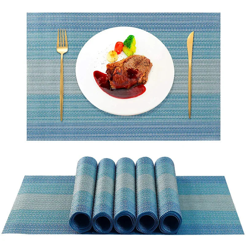 Non-slip Rectangular Placemats, Anti-Hot Pads, 4 Piece Set, 3 Colors