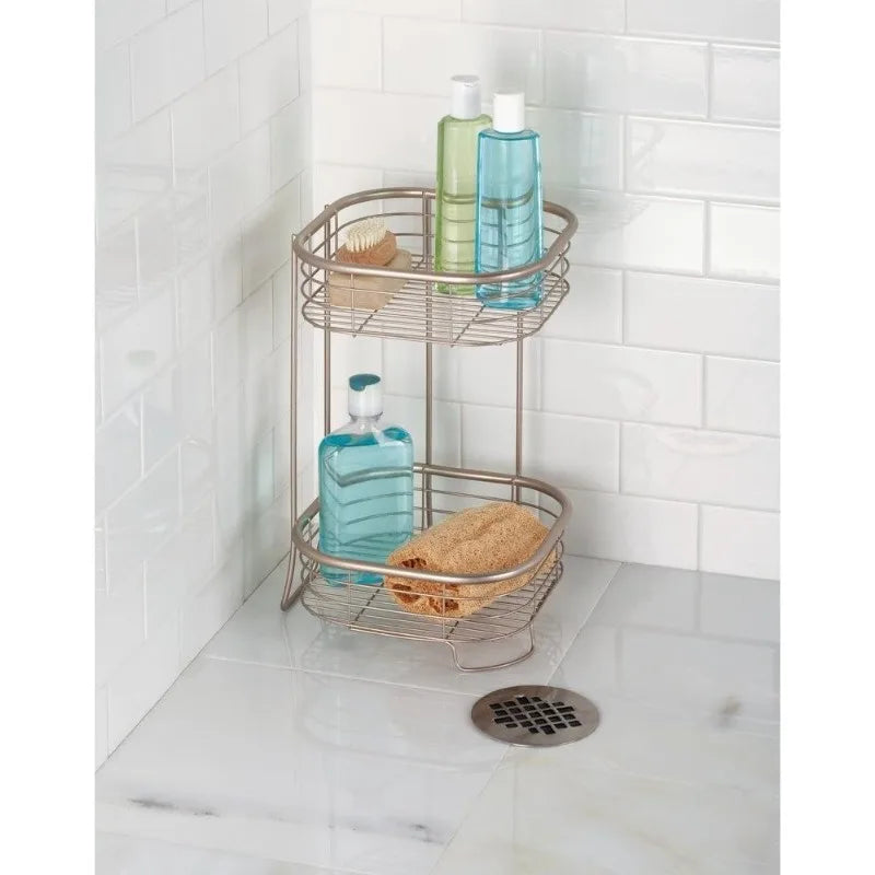 2 Tier Metal Wire Corner Shower Caddy, for Bath Products/Accessories, Silver