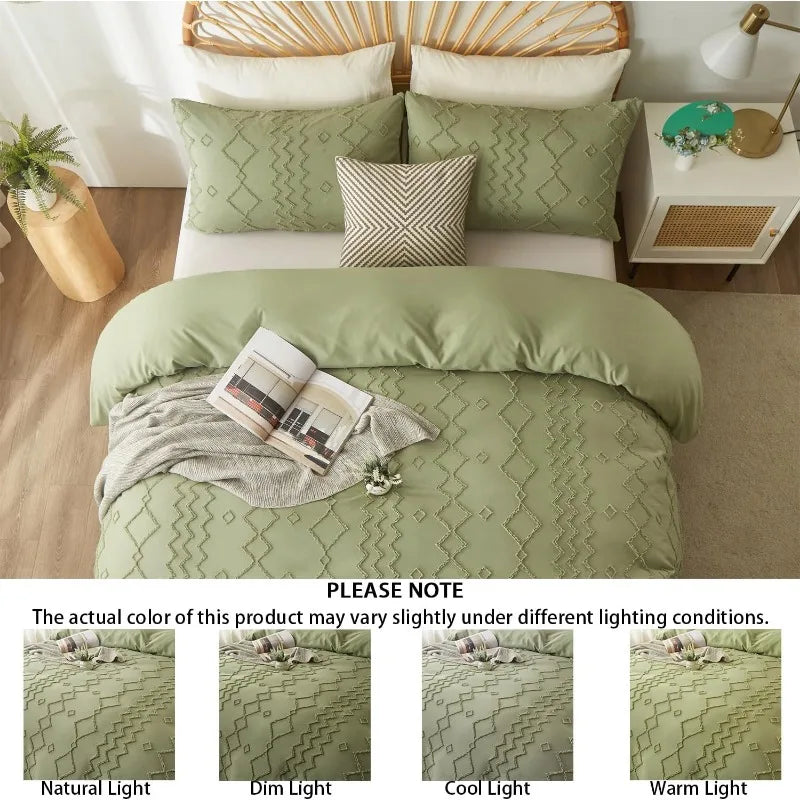 Jacquard-Pattern Duvet Cover Set, 3 Pieces, 12 Colors, 2 Sizes