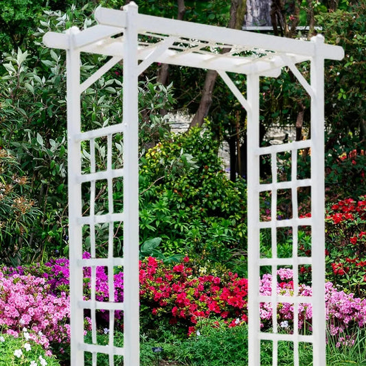 57 by 85 Inch Outdoor Garden Arch/Arbor, Lattice/Trellis Design