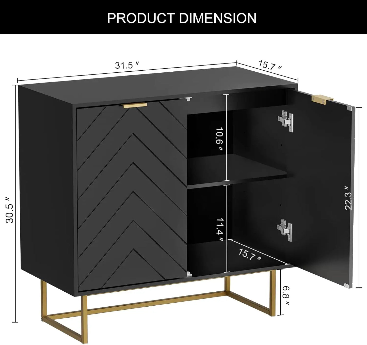 Sideboard Buffet Cabinet, Storage with Adjustable Shelf, 3 Colors