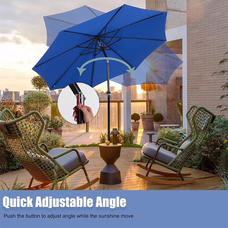 9 Ft. Outdoor Patio Umbrella, Push Button Tilt and Crank, UV Protection & Waterproof, 3 Colors