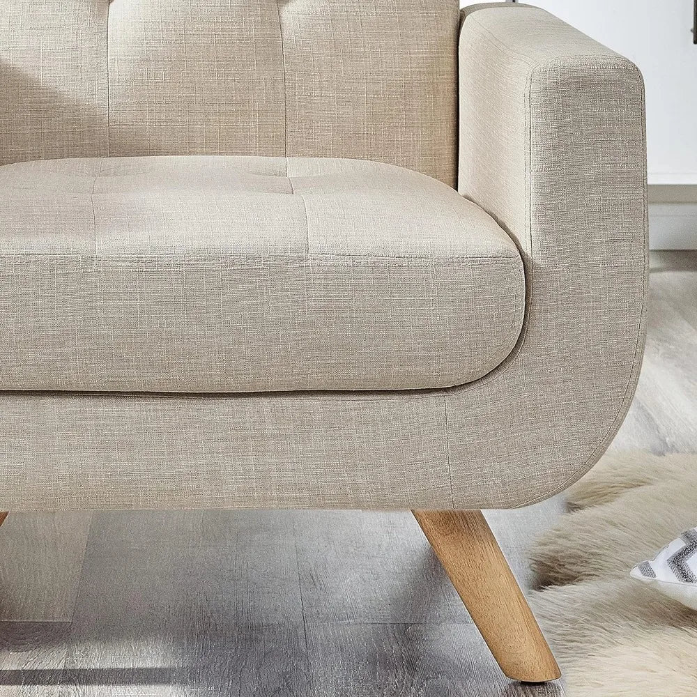 Accent Armchair, Linen Upholstery, Light Beige