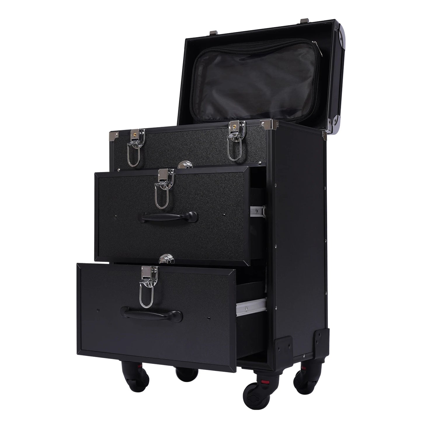 3 Tier Rolling Makeup Case Storage, with Locks, Professional Cosmetic Trolley, 2 Colors