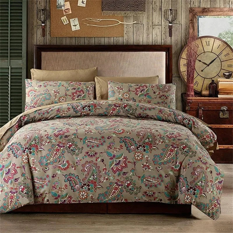 100% Cotton Garden Floral Bedding Set, Reversible, 14 Colors, 4 Sizes