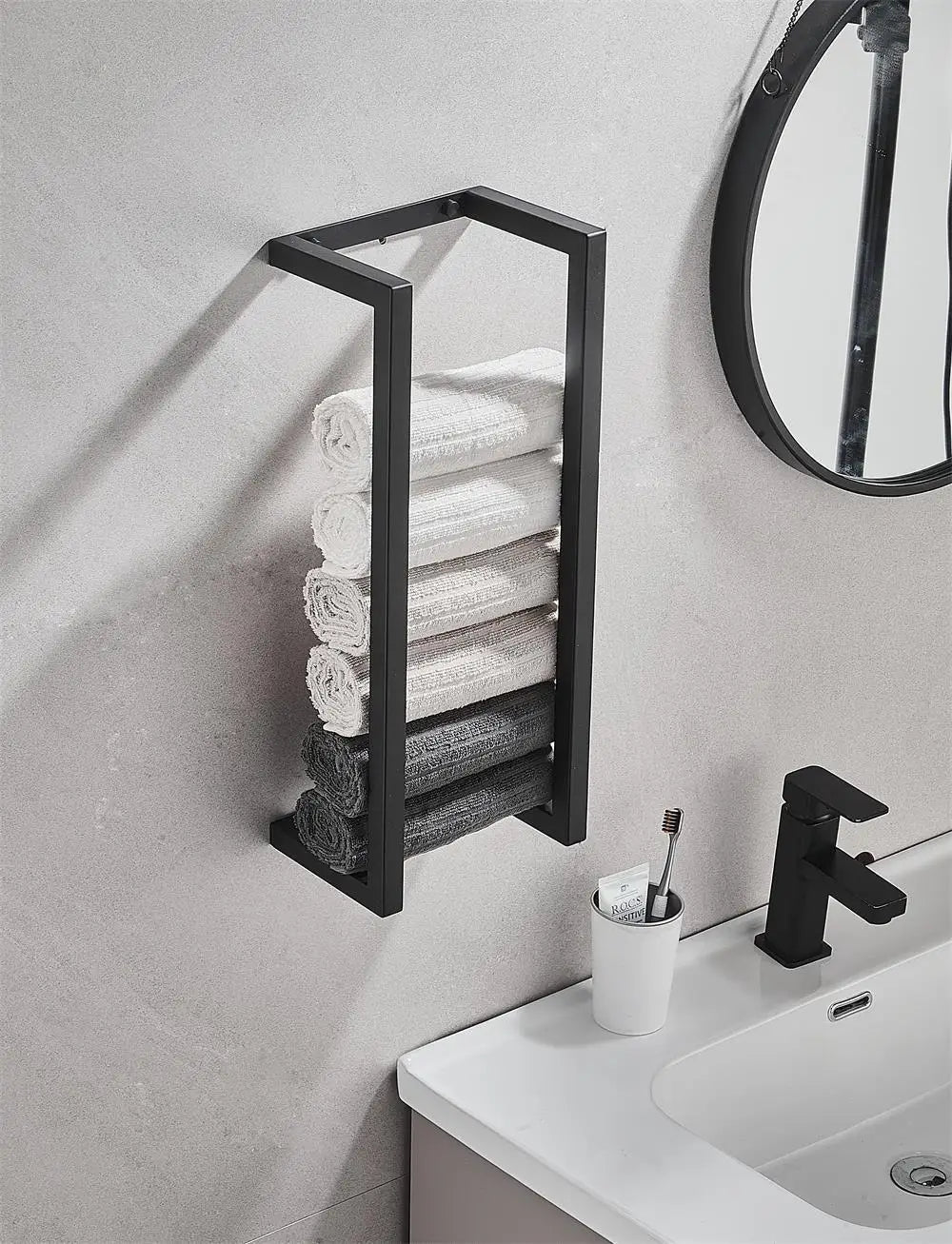 Bathroom Organizers, Toilet Tissue Storage Rack (2 options), Towel Storage Rack, Black