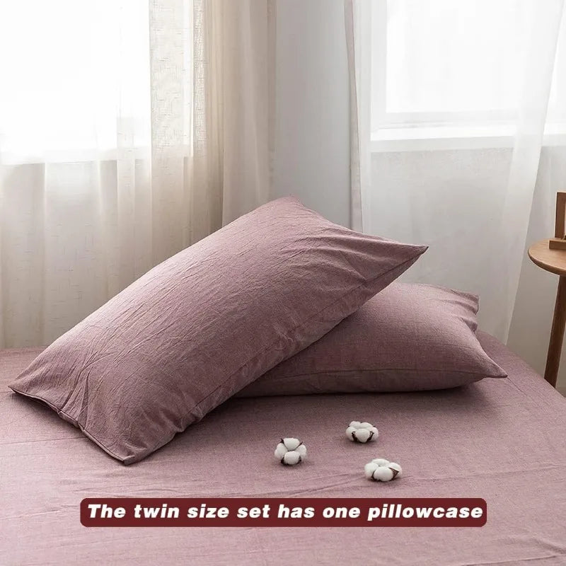 100% Cotton Duvet Cover Set,  Linen Like Textured, 3 Piece, 20 Colors, 5 Sizes