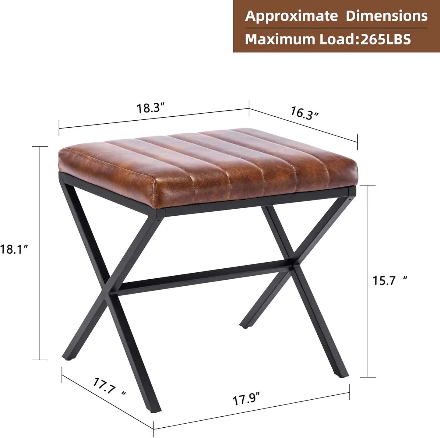 Faux Leather Ottoman/Stool, with Metal Legs