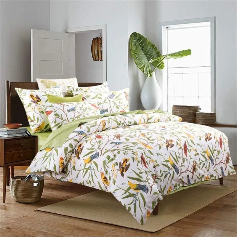 100% Cotton Garden Floral Bedding Set, Reversible, 14 Colors, 4 Sizes