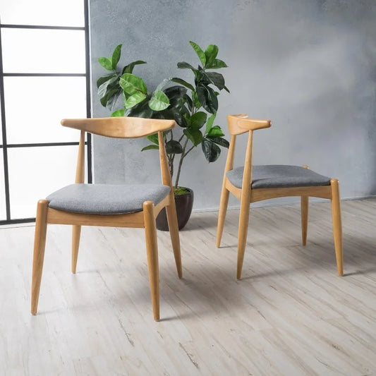 Oak or Walnut Finish Dining or Kitchen Chairs, 2 Piece Set, 3 Fabric Seat Colors