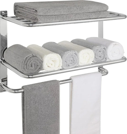 Bathroom Towel Rack, 22 Inch, Stainless Steel, 3-Tier, Brushed Nickel