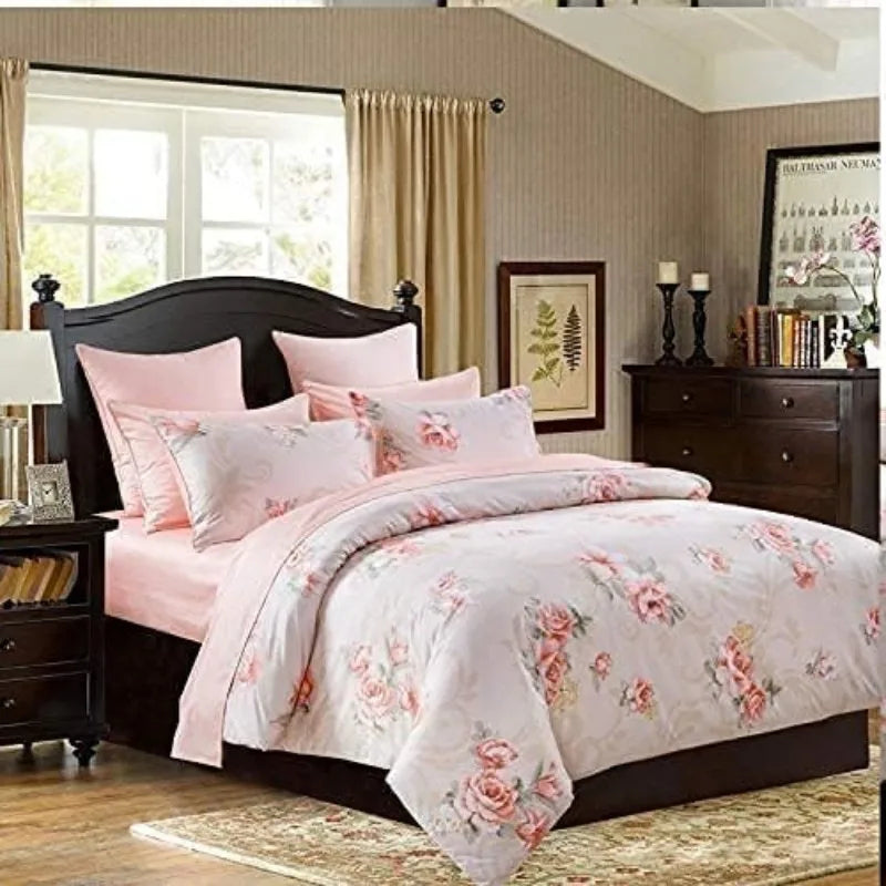 100% Cotton Garden Floral Duvet Cover Set, 3 Pieces, Reversible, 14 Colors, 4 Sizes