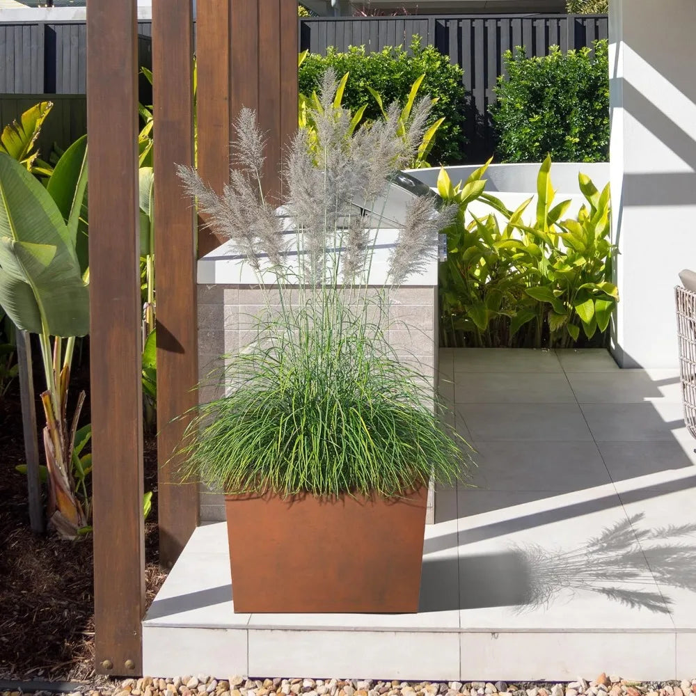 Large Outdoor Steel Planter Box, Rust Color