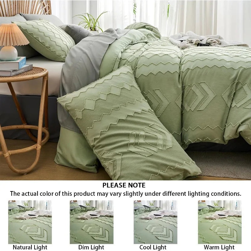 Jacquard-Pattern Duvet Cover Set, 3 Pieces, 12 Colors, 2 Sizes