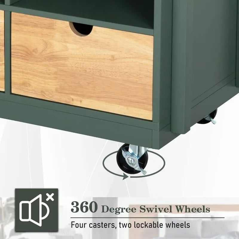 Rolling Kitchen Island Cart, with Storage & Drop Leaf, on Wheels, 3 Colors