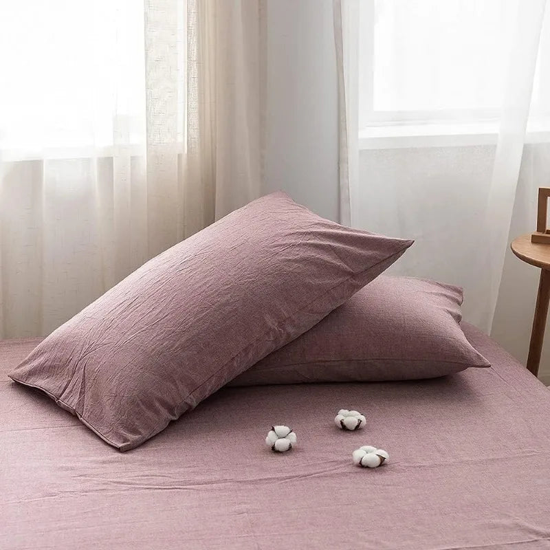 100% Cotton Duvet Cover Set,  Linen Like Textured, 3 Piece, 20 Colors, 5 Sizes