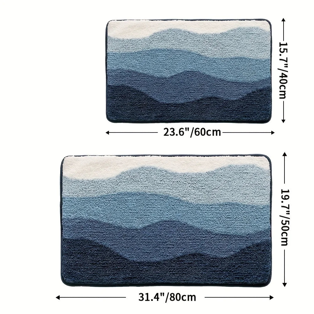 Soft Plush Bathroom Rug, Absorbent/Machine Washable, 2 Sizes, 3 Colors