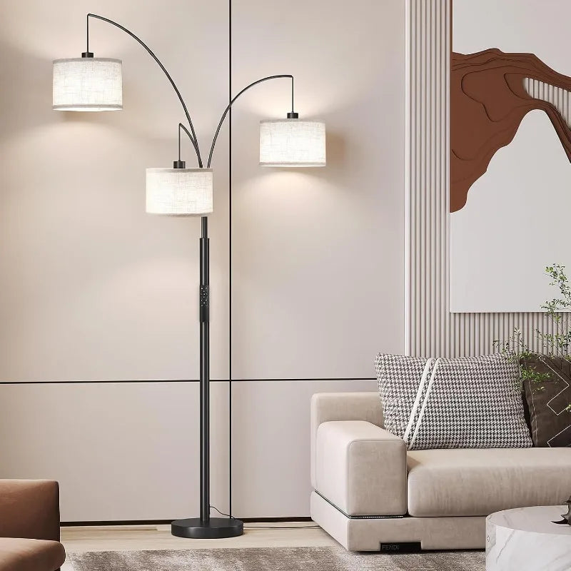 78 Inches Tall Standing Floor Lamp, 3 Lights, Modern Hanging Drum Shade with Heavy Base