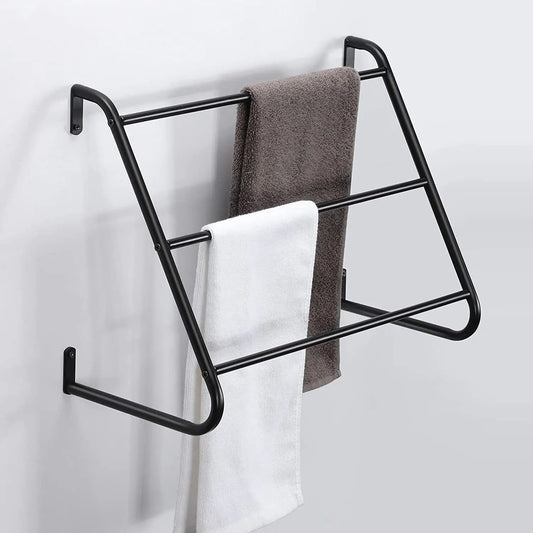 3 Tier Inclined Bathroom Towel Rack, Wall Mounted, Black