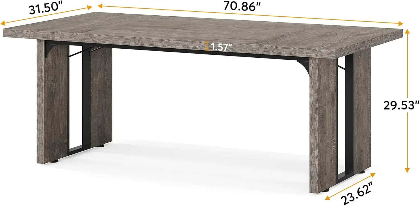 71 Inch Dining Table, Seats 6 to 8 People, Rustic Style, 3 Colors