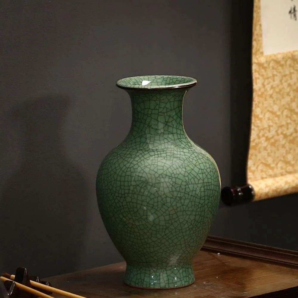 Ceramic Glaze Vase, Green, Handmade